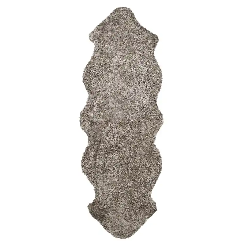 Fri frakt Curly Fårskinn dubbelt 60x180 cm Sahara/Lightbrown